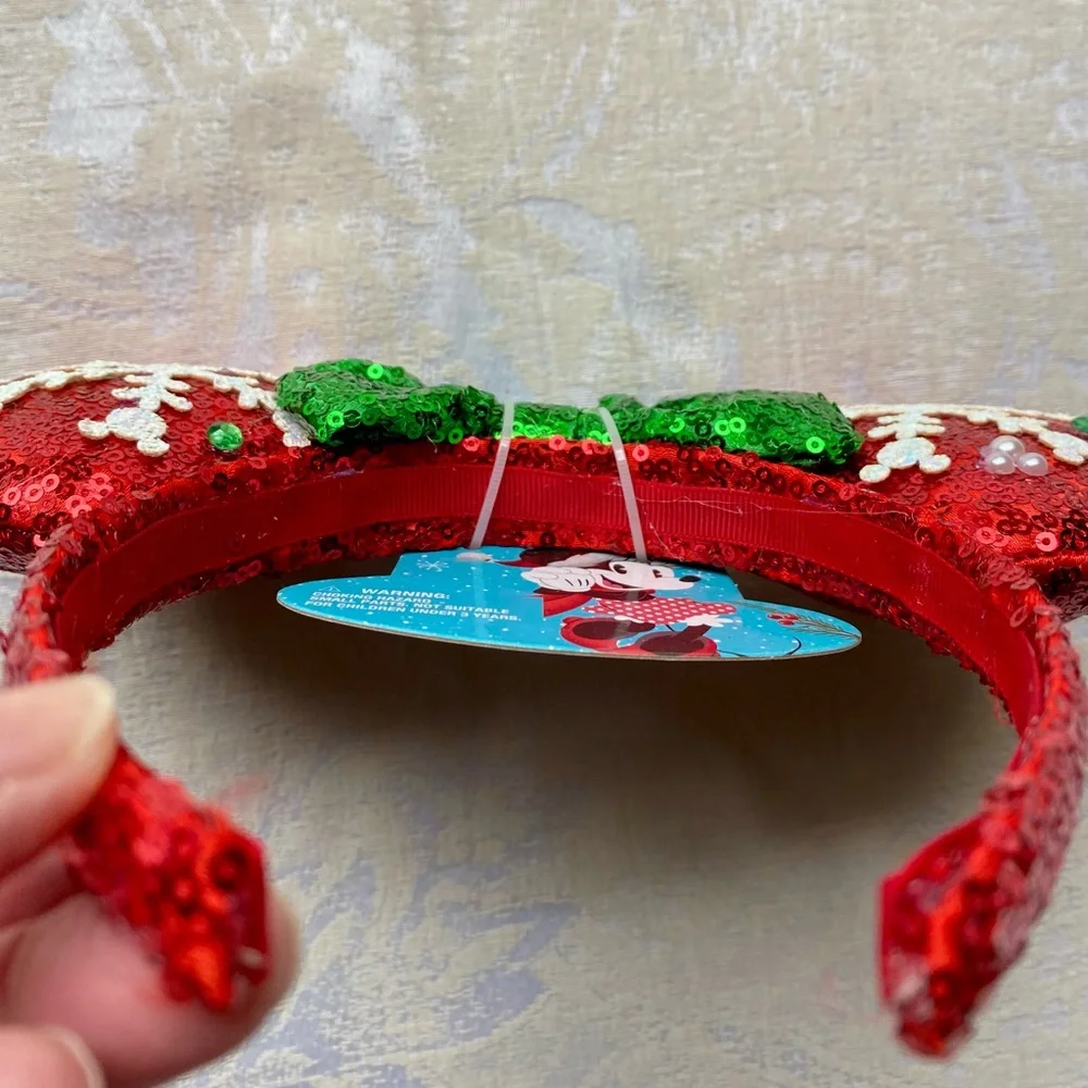 Disney Minnie Mouse Ears Holiday Headband New